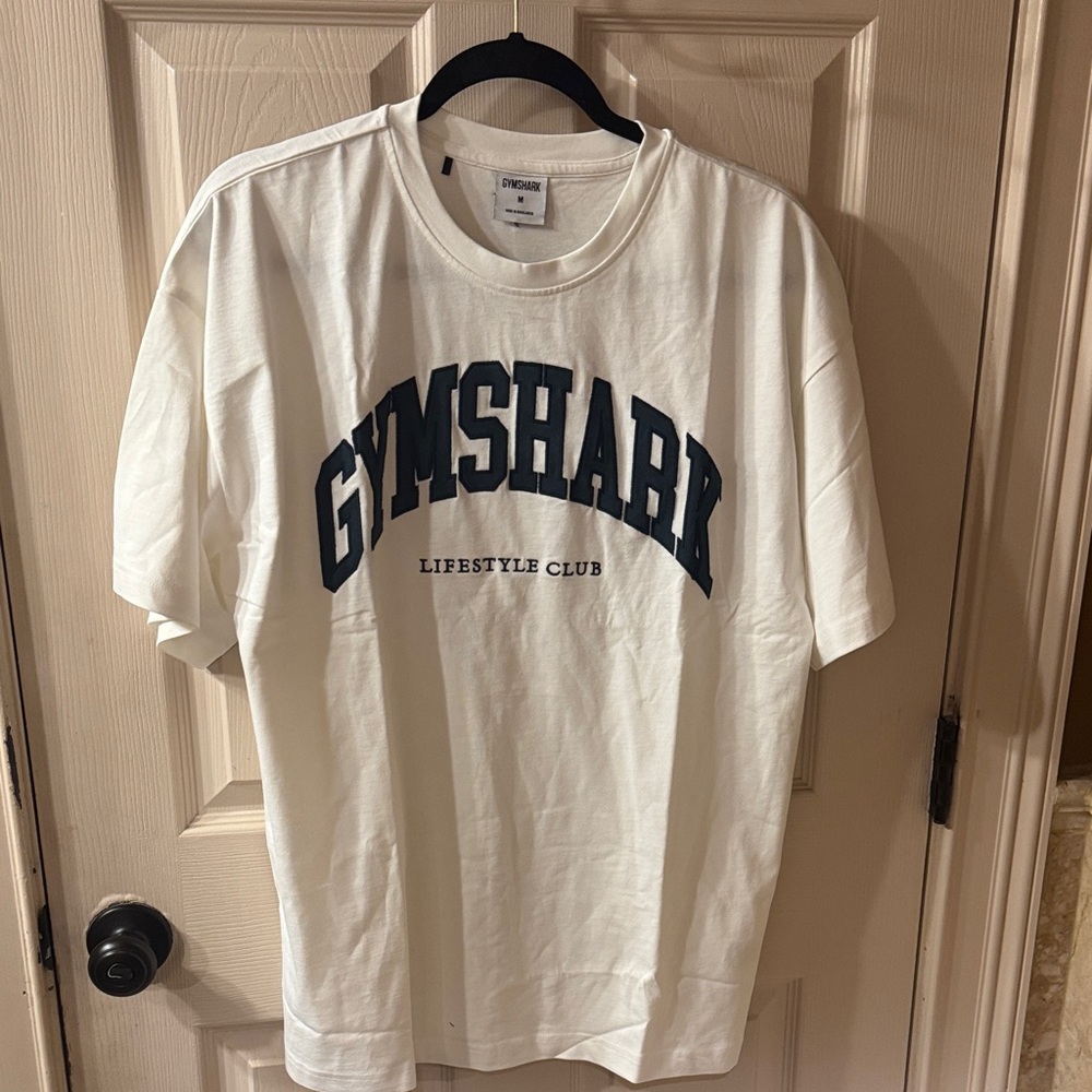 Gymshark White Short Sleeve Tee with Navy Arch Logo